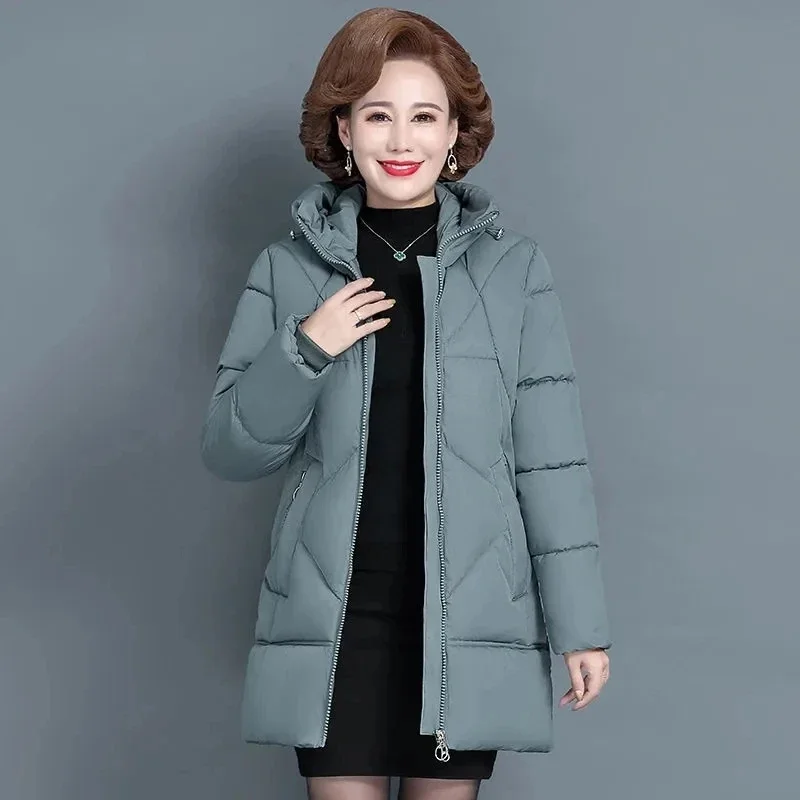 Winter Jacket Women Parkas Coat 2025 New Long Sleeves Down  Padded Jacket Long Hooded Warm Thicken Female Fashion Outwear
