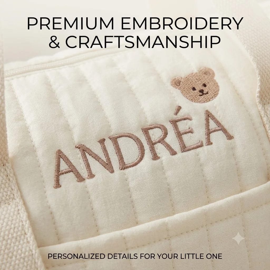 Personalized Bear & Bunny Diaper Bag Custom Embroidered Name Large Capacity Travel Mommy Bag Hospital Bag Baby Shower Gift
