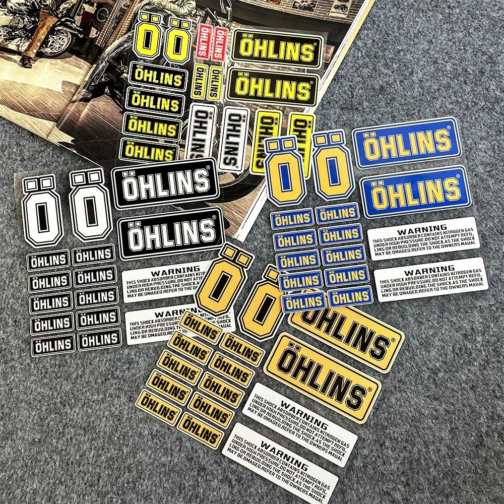 Motorcycle Shock Absorber Modification Reflective Stickers OHLINS Suspension Brake Front Fork Mountain Biking Bumper Decor Decal