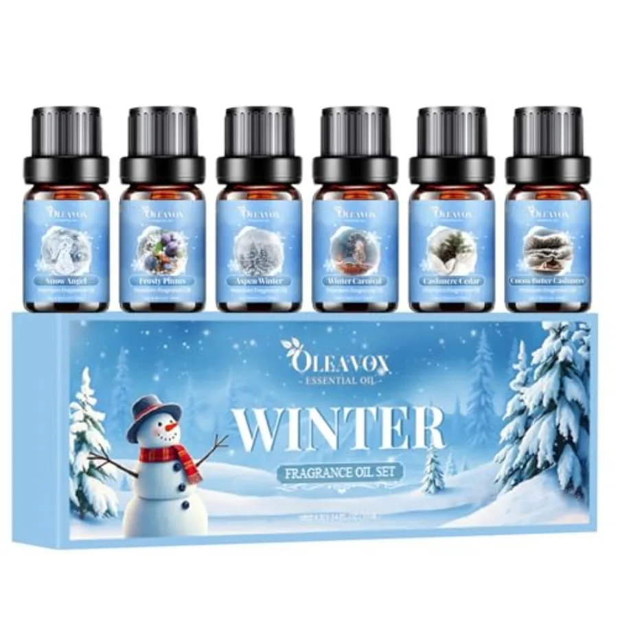 

Essential Oils Set 6 Premium Holiday Fragrance Oil for Diffuser Candle and Soap Making Frozen Magic Wonderland Hot Cocoa Froste