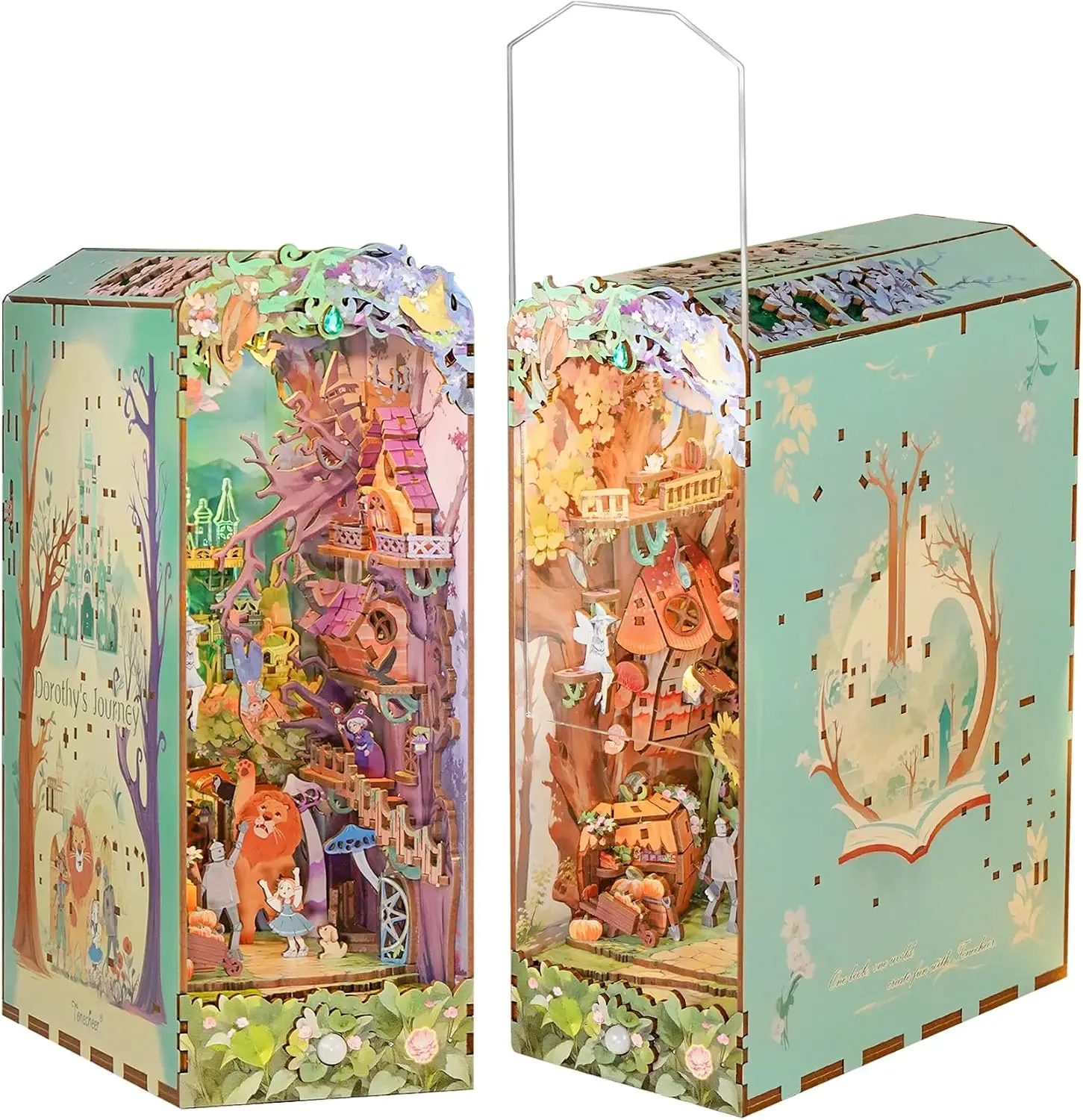 DIY Book Nook Kit, Dorothy's Journey 3D Puzzle Wooden Fairy Tales Miniature House Kit for Adults, Booknook Set Dollhouse Bookshe