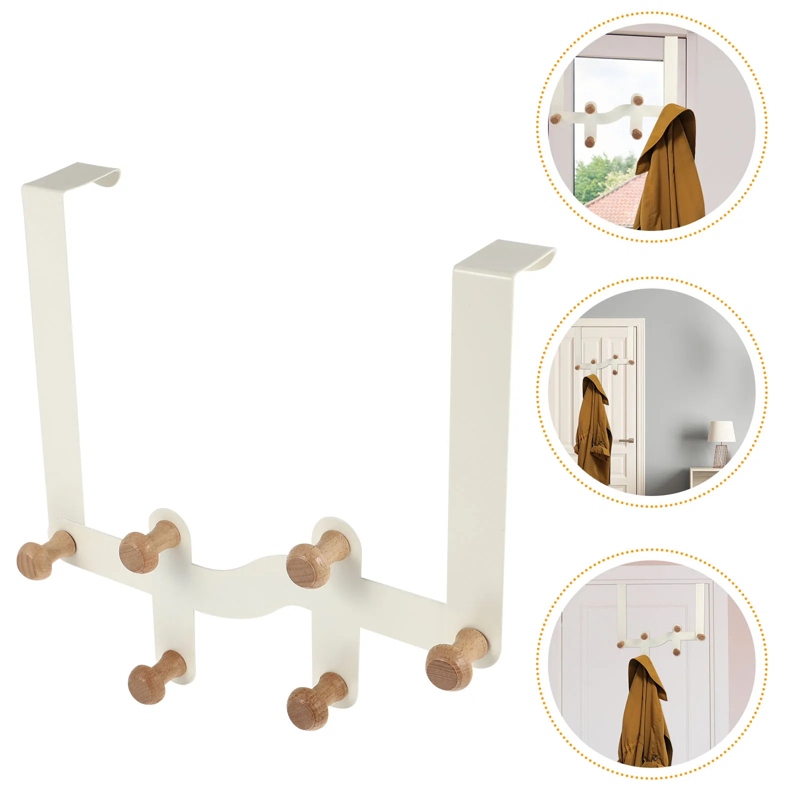 

Clothes Hook Hat Organizer for Door Hooks Bathroom Hanger over Rack Wood Coat Mount Hangers