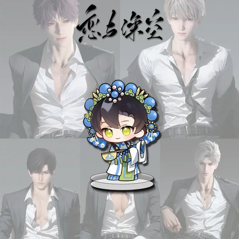 Q نسخة أنيمي الحب و Deepspace Caleb تأثيري لطيف الاكريليك حامل الملحقات جمع سطح المكتب الحلي هدايا عيد الميلاد