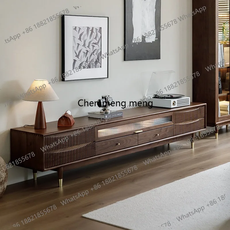 

North American black walnut TV cabinet All solid wood Nordic combination Modern simple storage High foot video hall cabinet