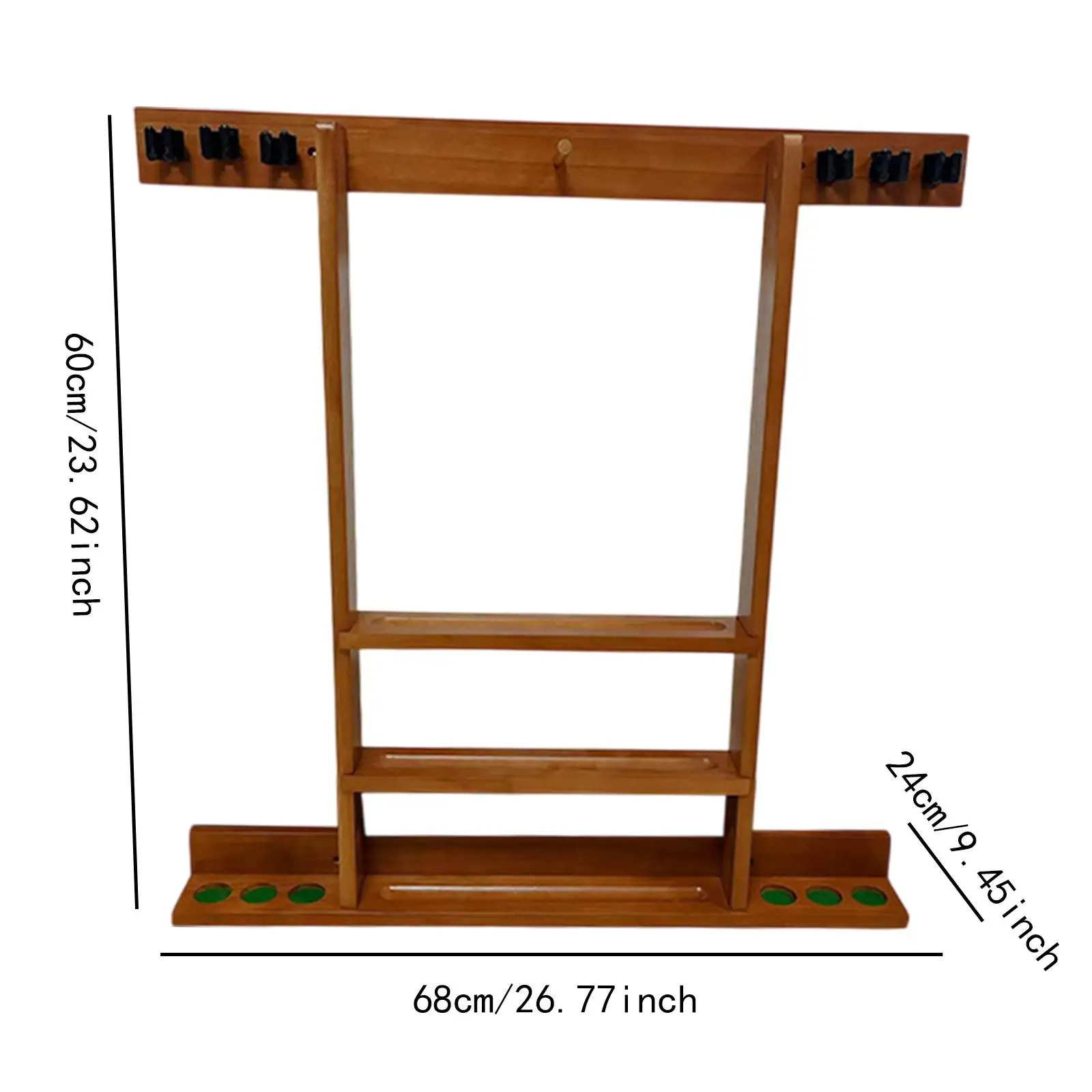 Tempat Tongkat Kolam Renang Aksesori Biliar Hemat Tempat Kokoh Pemasangan Di Dinding Kayu Kompak Menampung 6 Isyarat Rak Isyarat Kolam Renang Nyaman