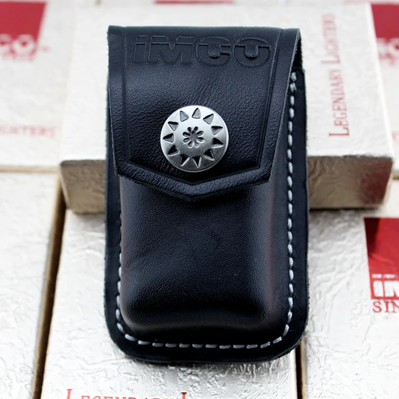 Classic Black Cgarette Genuine Leather Lighter Box For IMCO Austria Lighters Case High Quality Waist Bag Cigarette Supplies