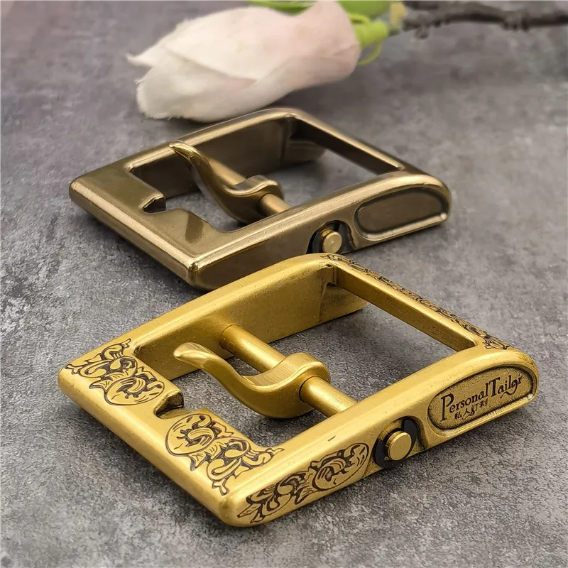 Luxury Carving Solid Brass Belt Buckle For Men Belt Stainless Steel Belt Buckle 40mm DIY  Leather Craft Man Buckle Belt BK0002