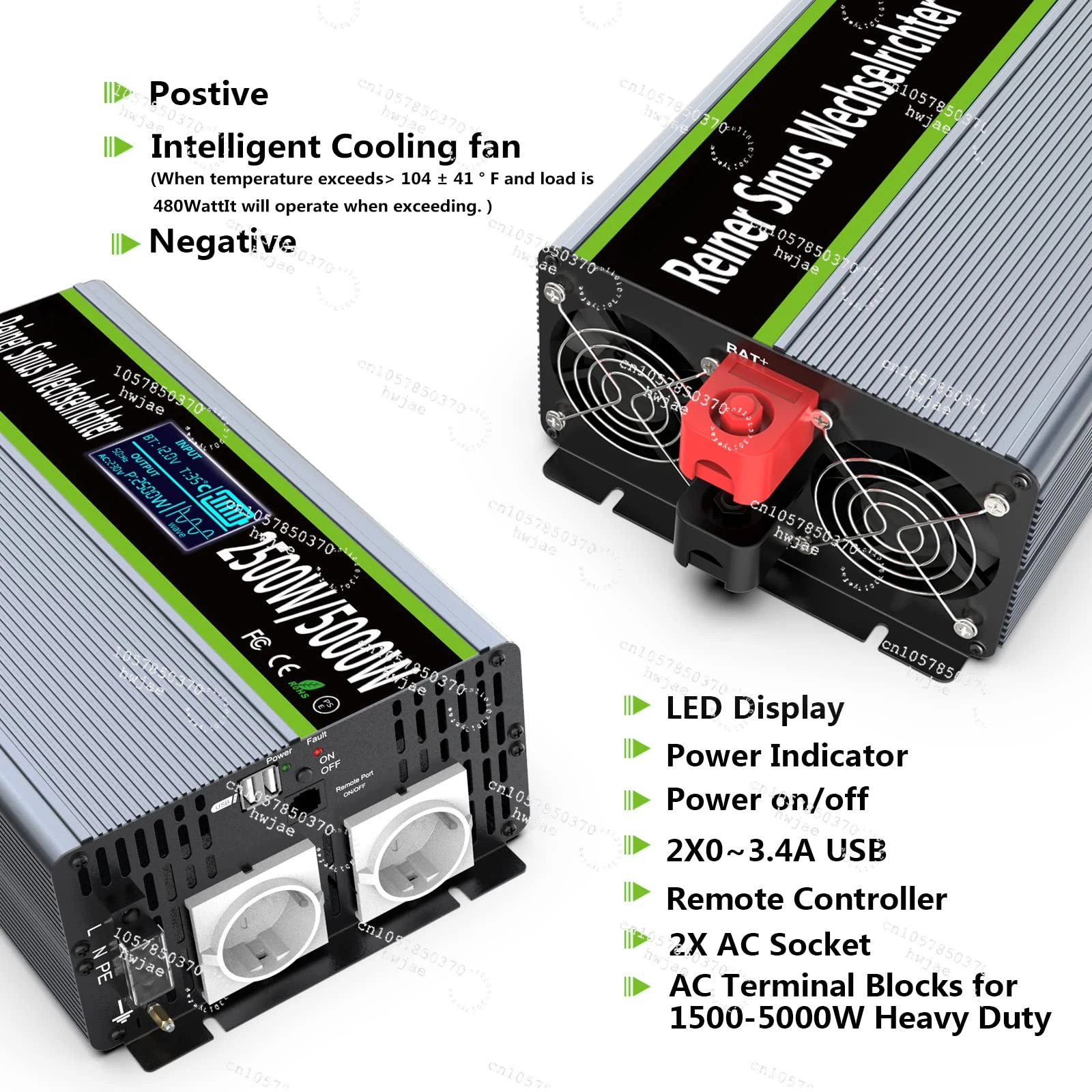 HOULI Power Inverter Dc To Ac 12V 220V Generador Inversor 2500W Pure Sine Wave   24V   5000W