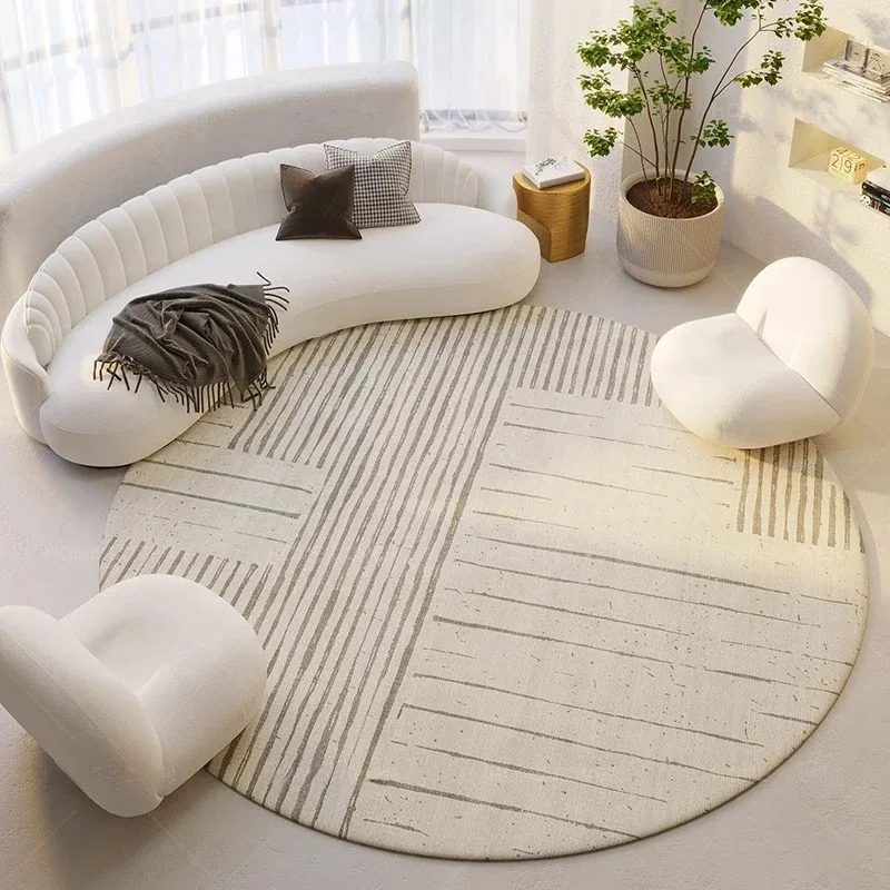 Alfombras redondas minimalistas modernas para sala de estar, alfombras de felpa suaves y esponjosas para dormitorio, mesita de noche, alfombra para guardarropa, Tapis Rond