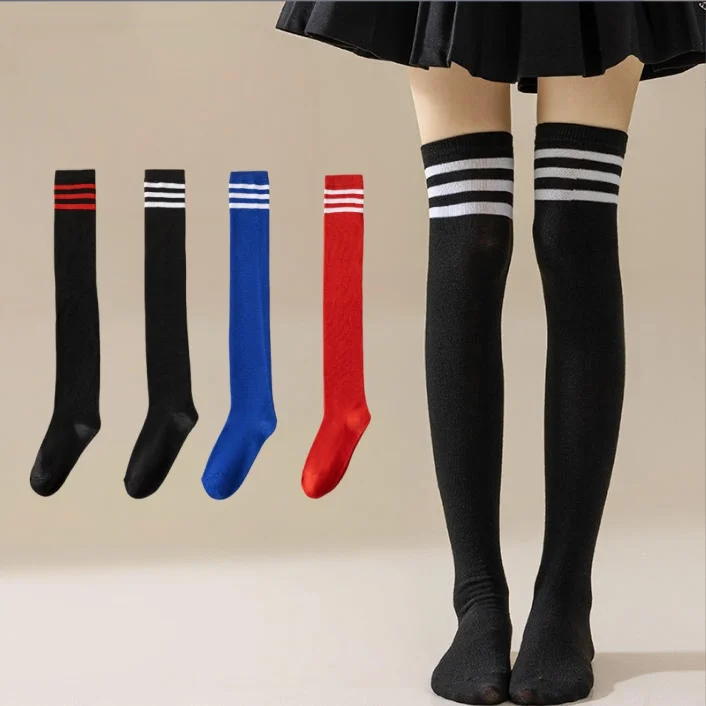 New 2026 Women Stripes High Socks Elasticity Thigh High Stockings JK Style Long Sports Socks for Girls Ladies