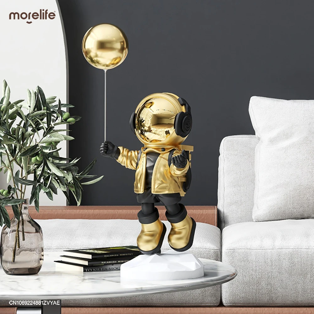 

Floating Astronaut Statue Decor Metal Tray Resin Spaceman Large Sculpture Key Tray Holder Living Room Home Decor Ornament