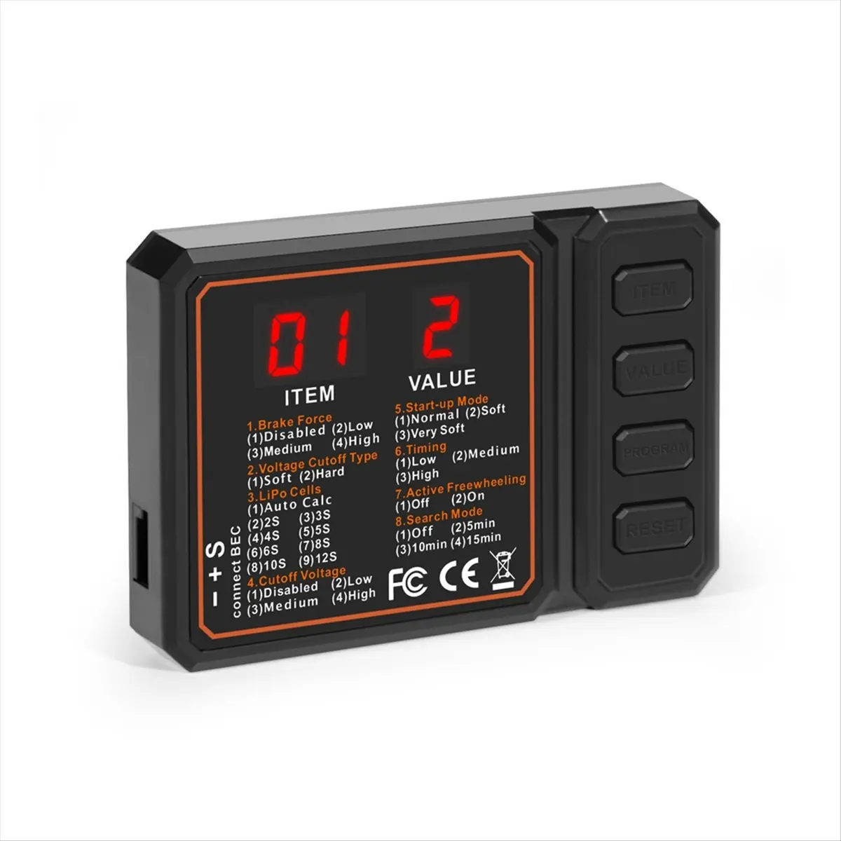 【ELEVATE LIFE】80A Brushless ESC 2-3S Lipo Support BEC Output with Programming Card for RC Car Boat Aircraft DIY Parts