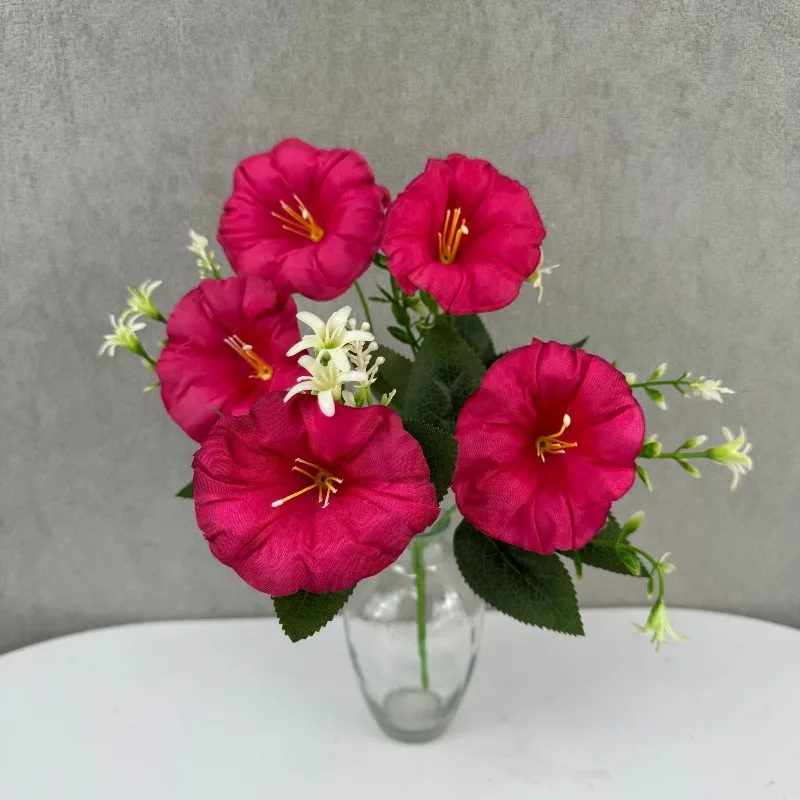 12 Stück künstliche 5-Köpfige Glorien-Blumensträuße, Seiden-Blumen, Fotografie-Simulation, Blaue Glorien-Blume, Heimdekoration – Detail 6