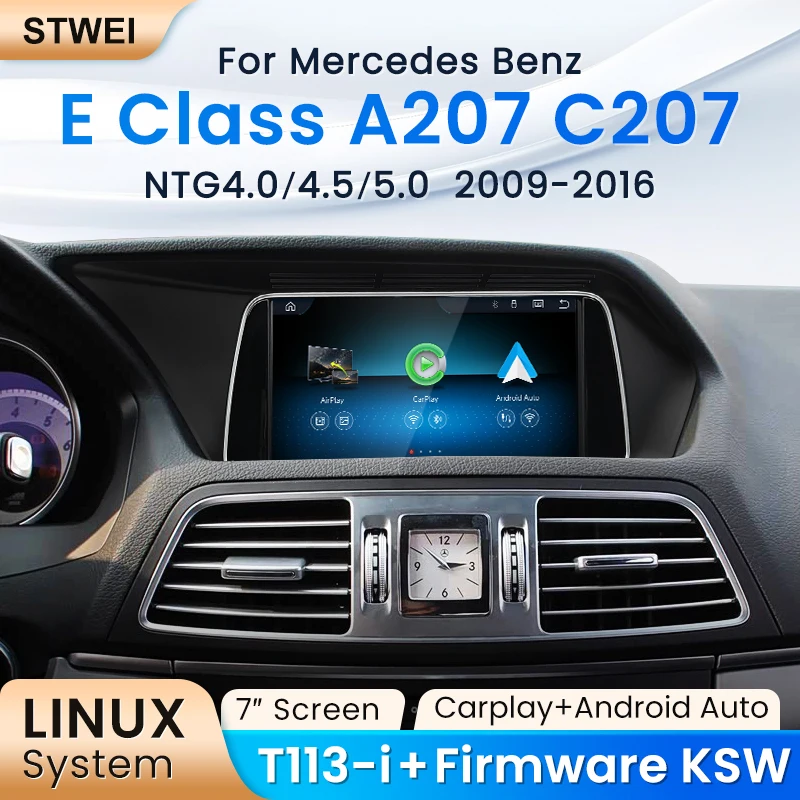 STWEI 7inch Wireless CarPlay Andorid Auto For Mercedes Benz E Class W212 Coupe W207 A207 C207 Car Multimedia Linux Touch Screen