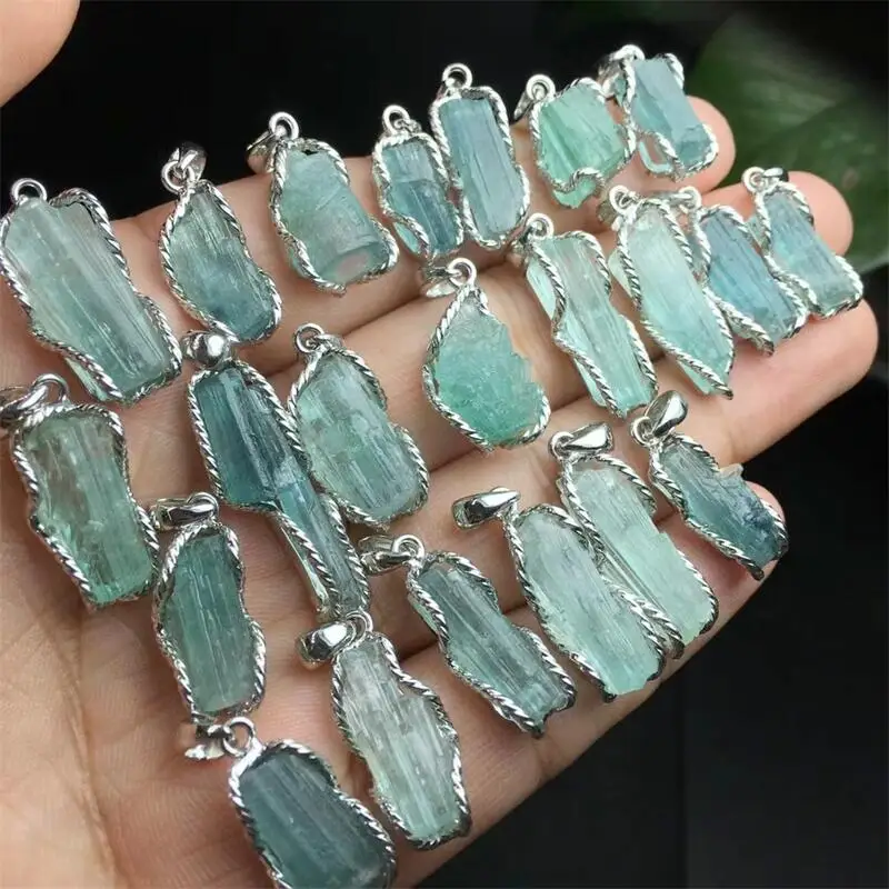 Natural Blue Tourmaline Carving Healing Reiki Fashion Gemstone Jewelry  For Friends Gift 14-19.5MM