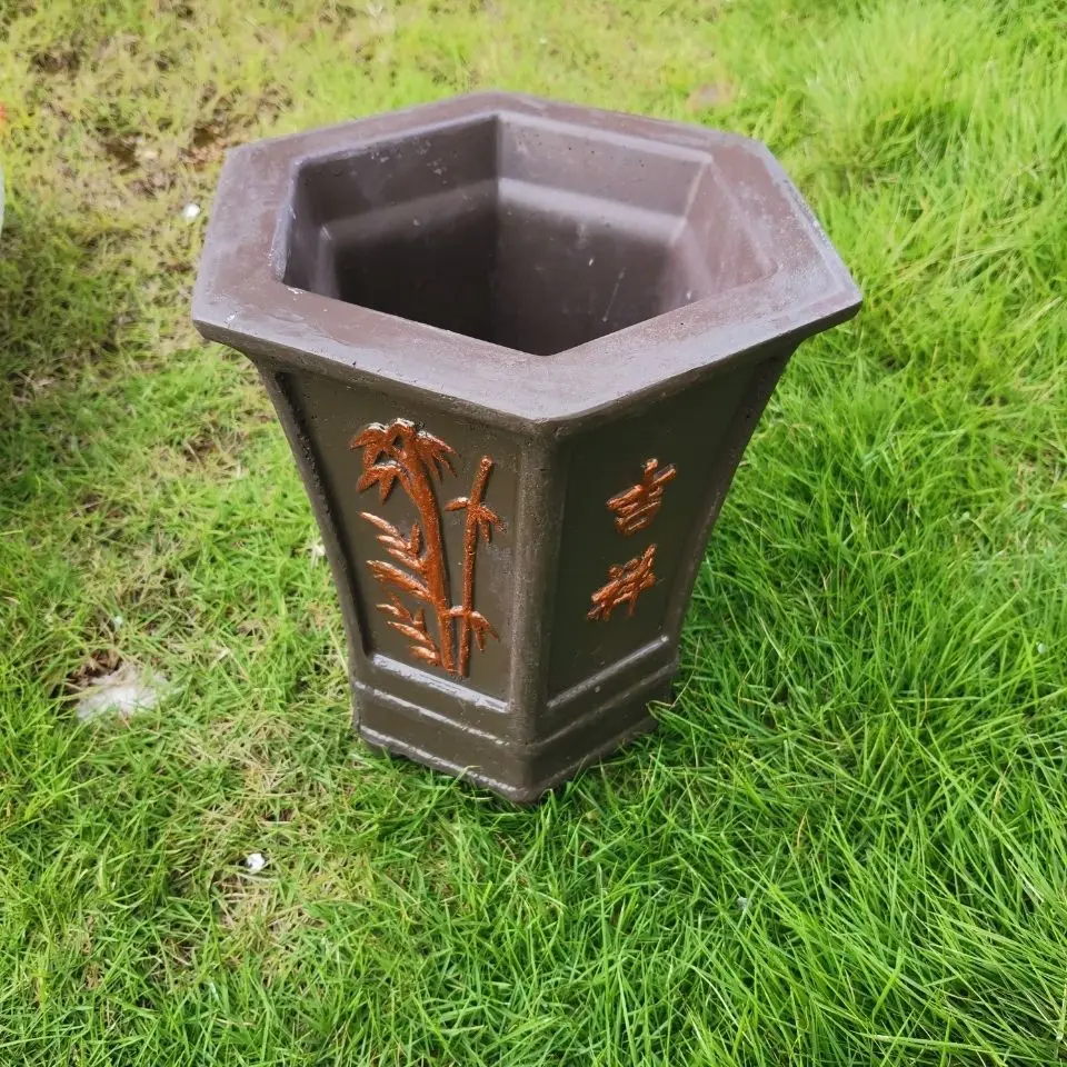 

New hexagonal orchid pot mold thickened full set of cement mold square bonsai bottom grouting model