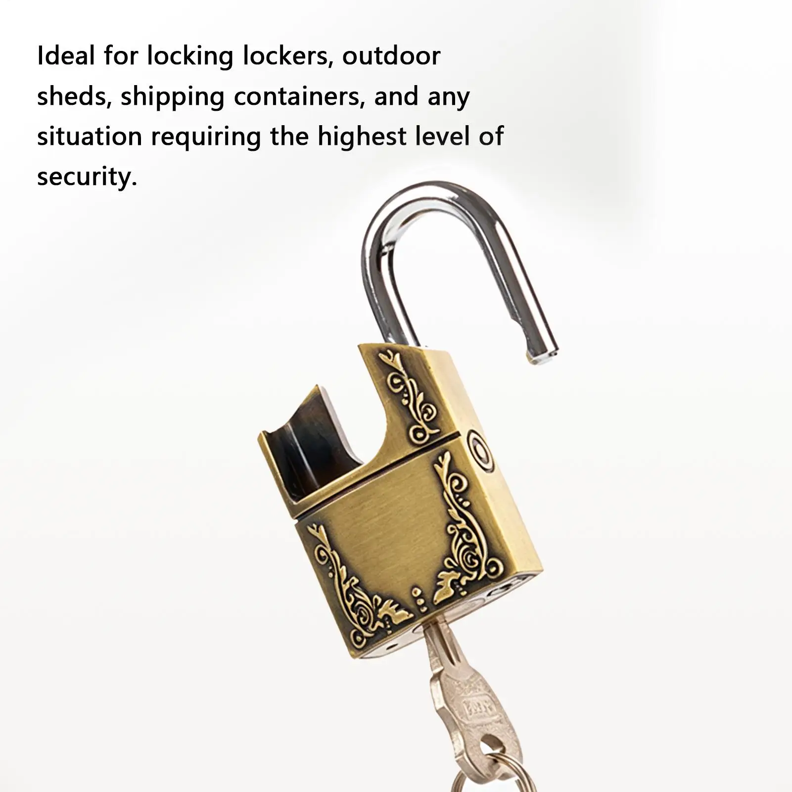 Padlock With Key Alloy Steel Vintage Weather-Resistant Semi-Enclosed Heavy Duty Padlock Locker Lock For Garage Gym Yard Garden