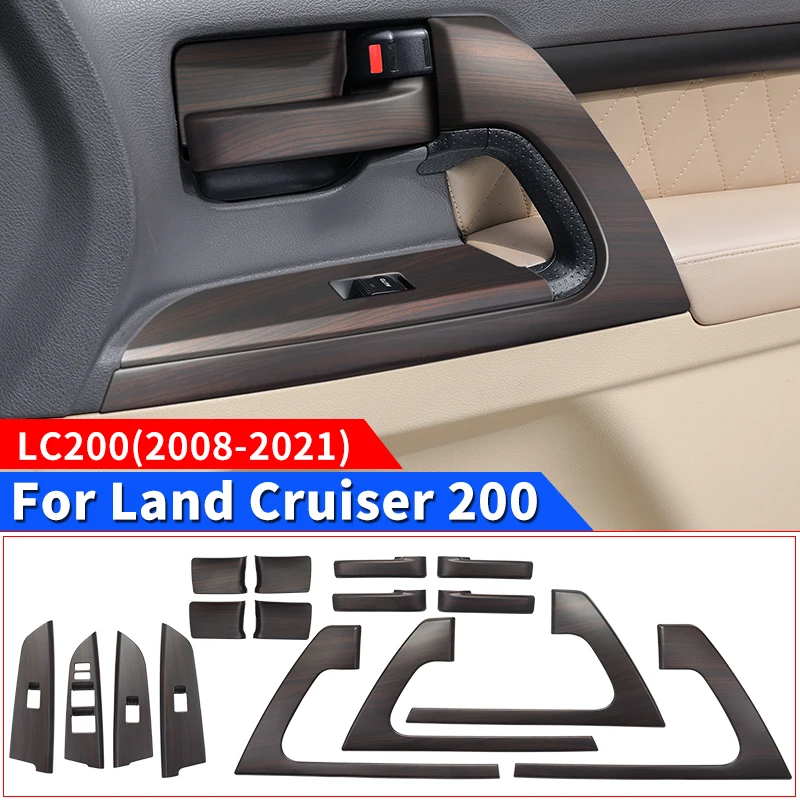 For 2008-2021 2020 Toyota Land Cruiser 200 Peach Wood Car Door Decoration Stickers LC200 FJ200 Interior  Upgraded Accessories