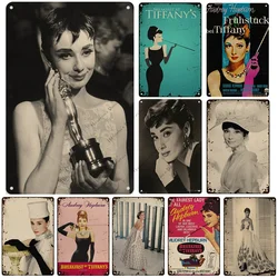 Audrey Hepburn Vintage Metal Poster Roman Holiday Movie Retro Meatl Sign Rusty Retro Poster Home Bar Club Cinema Wall Decor