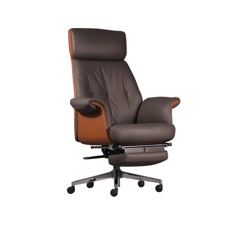 High-end leather boss office chair, 180 ° lunch break chair