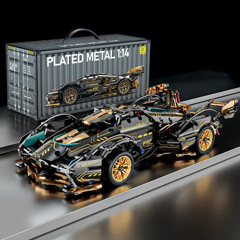 블랙 V12 블록 로드스터 RC 기술 레이서 1:14DIY 로드스터 빌딩 블록 조립 블록 자동차 장난감 생일 선물