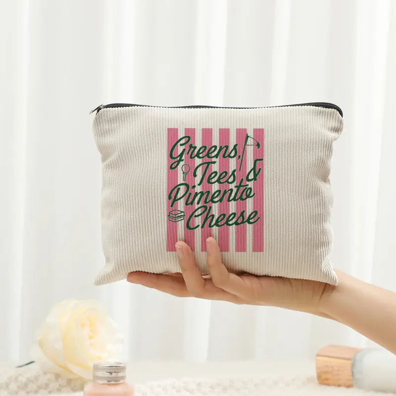 

1pc Masters Inspired Makeup Bags Makeup Corduroy Storage Bag Travel for Women Multi-functional National Golf Club Bags