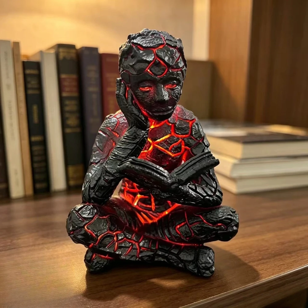 Thinker's Broken Soul Resin Statue Desk Ornament Reader Figurine Crafts Home Decoration Study Bookshelf Desktop Decoration Gift