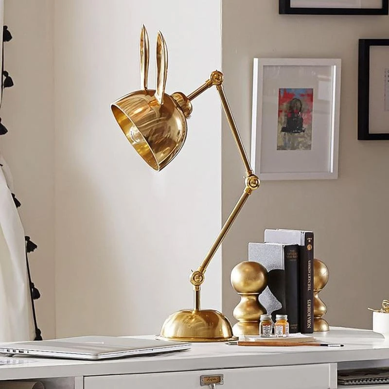 Nordic Creative Gold Metal Rabbit Ear Floor Lamp Living Room Study Office Desk Lamp Bedroom Designer Children's Room Table Light
