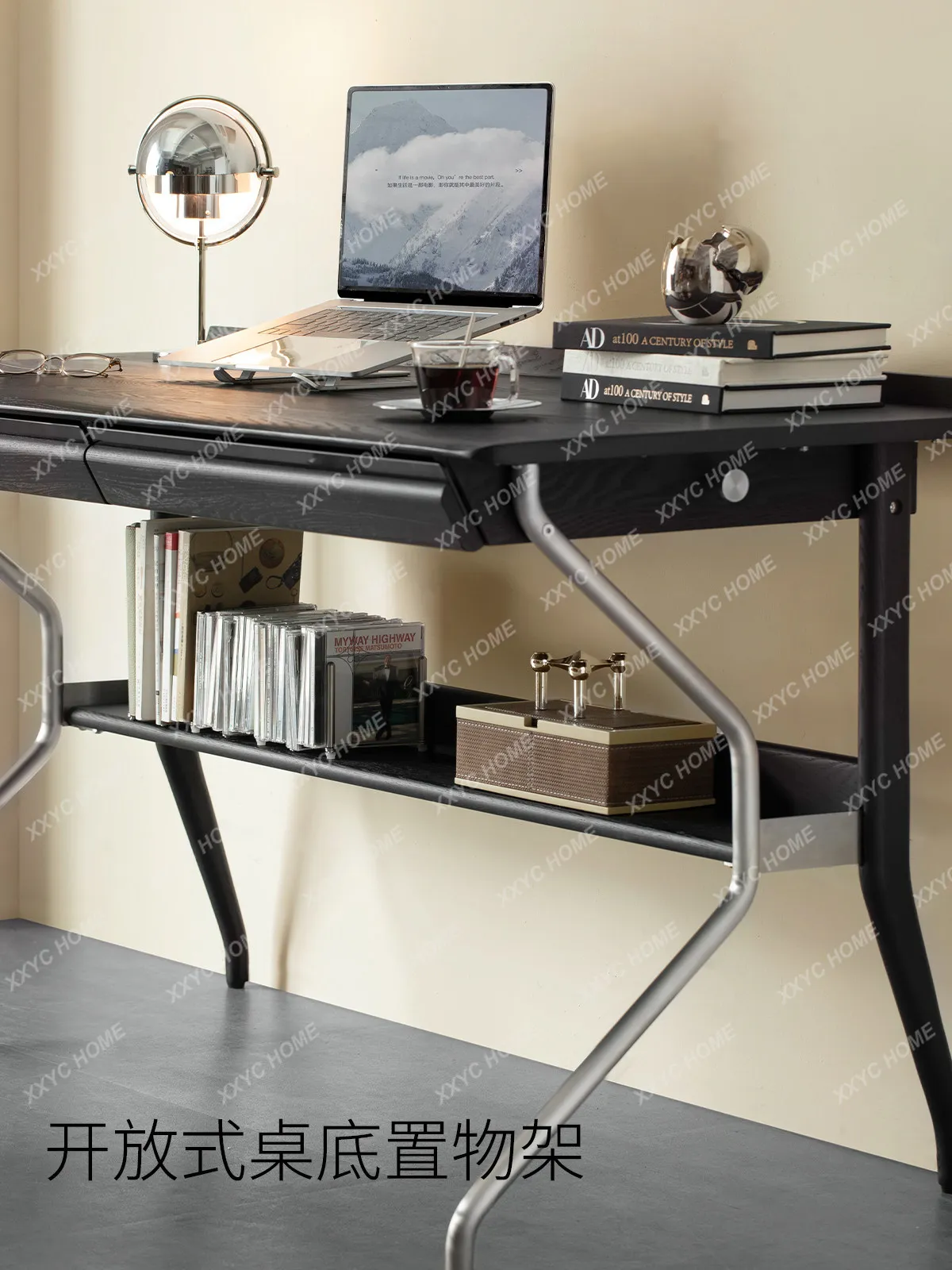 

Furniture inkstone desk black study small apartment desk modern simple solid wood table with drawers table