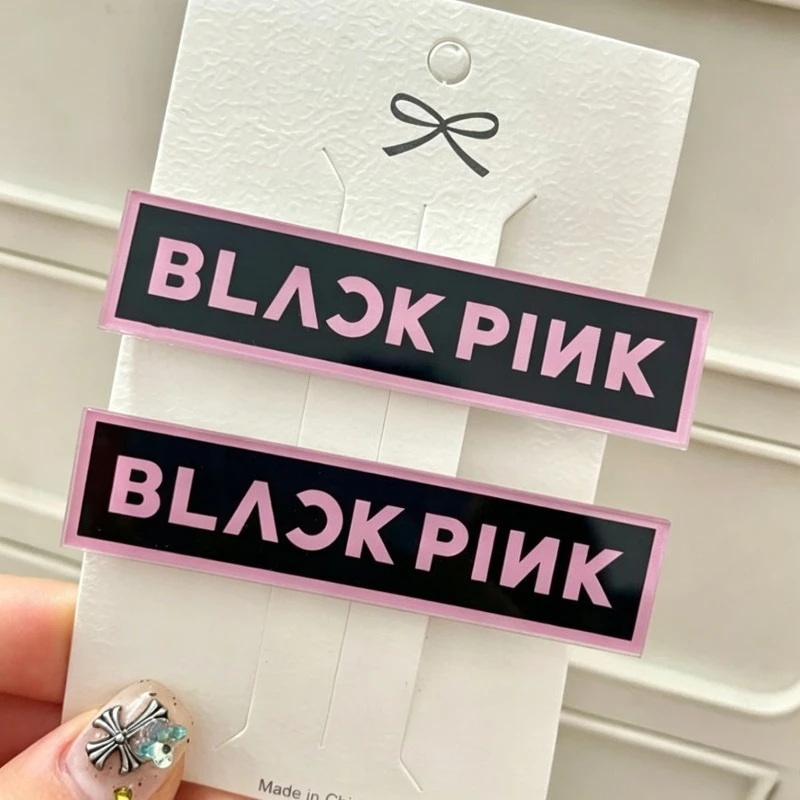 Black Pink Pattern Acrylic Hair Barrettes Sweet Elegant Bang Holding Hair Clips Firm Grip Non-slip Alligator Hair Clips view 3