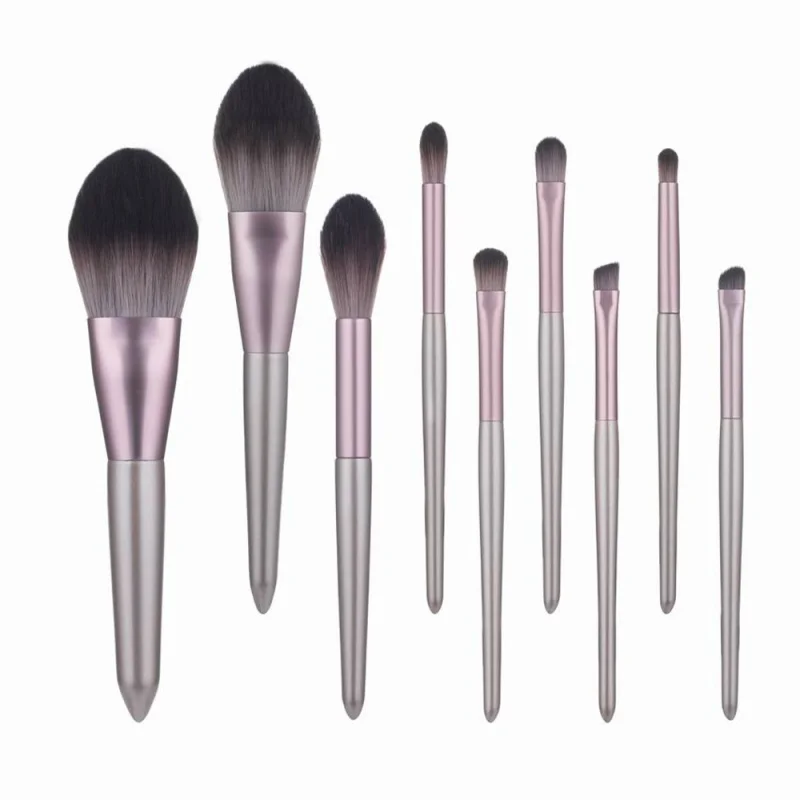 Juego de 9 brochas de maquillaje para pudín de uva, brocha suave portátil para sombra de ojos, brocha para polvo en forma de lengua, herramientas de belleza