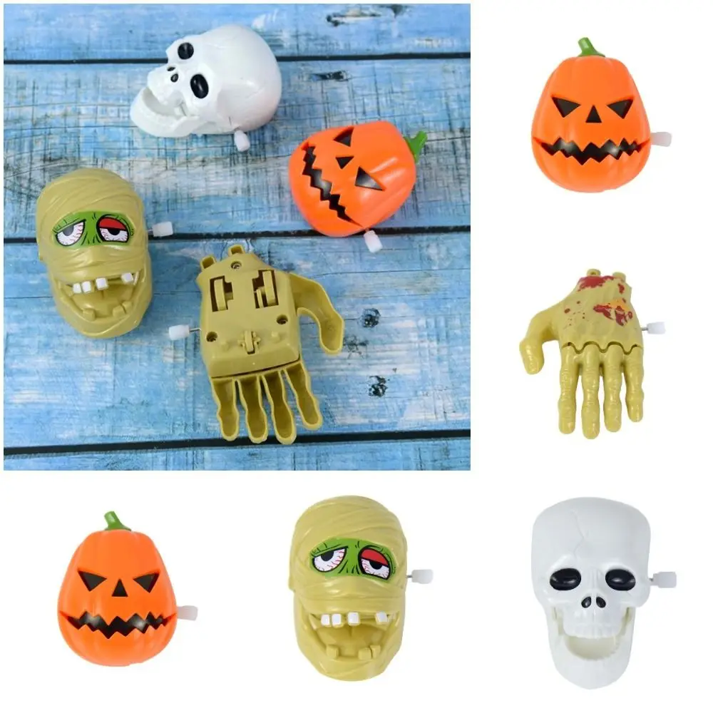 Juguete de relojería de calabaza para Halloween, juguete de cuerda de mano rota, realista, de felpa, para caminar