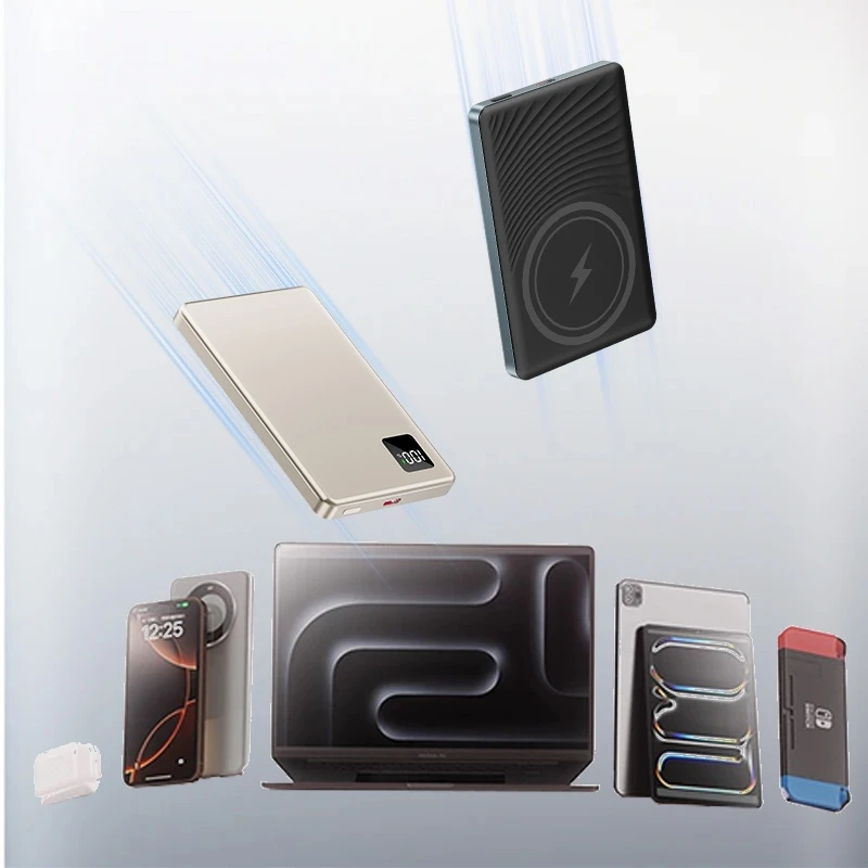 باور بانك Xiaomi 100000mAh رفيع للغاية لشاشة LED المغناطيسية اللاسلكية الشحن السريع وبطارية محمولة لهاتف iPhone Samsung