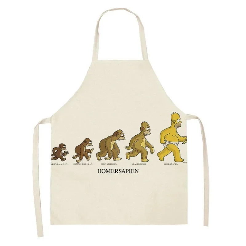 The Simpsons Linen Apron Fashion Creative Parent-child Anti-fouling and Oil-proof Apron Cute Cartoon Adult Children Cooking Bibs