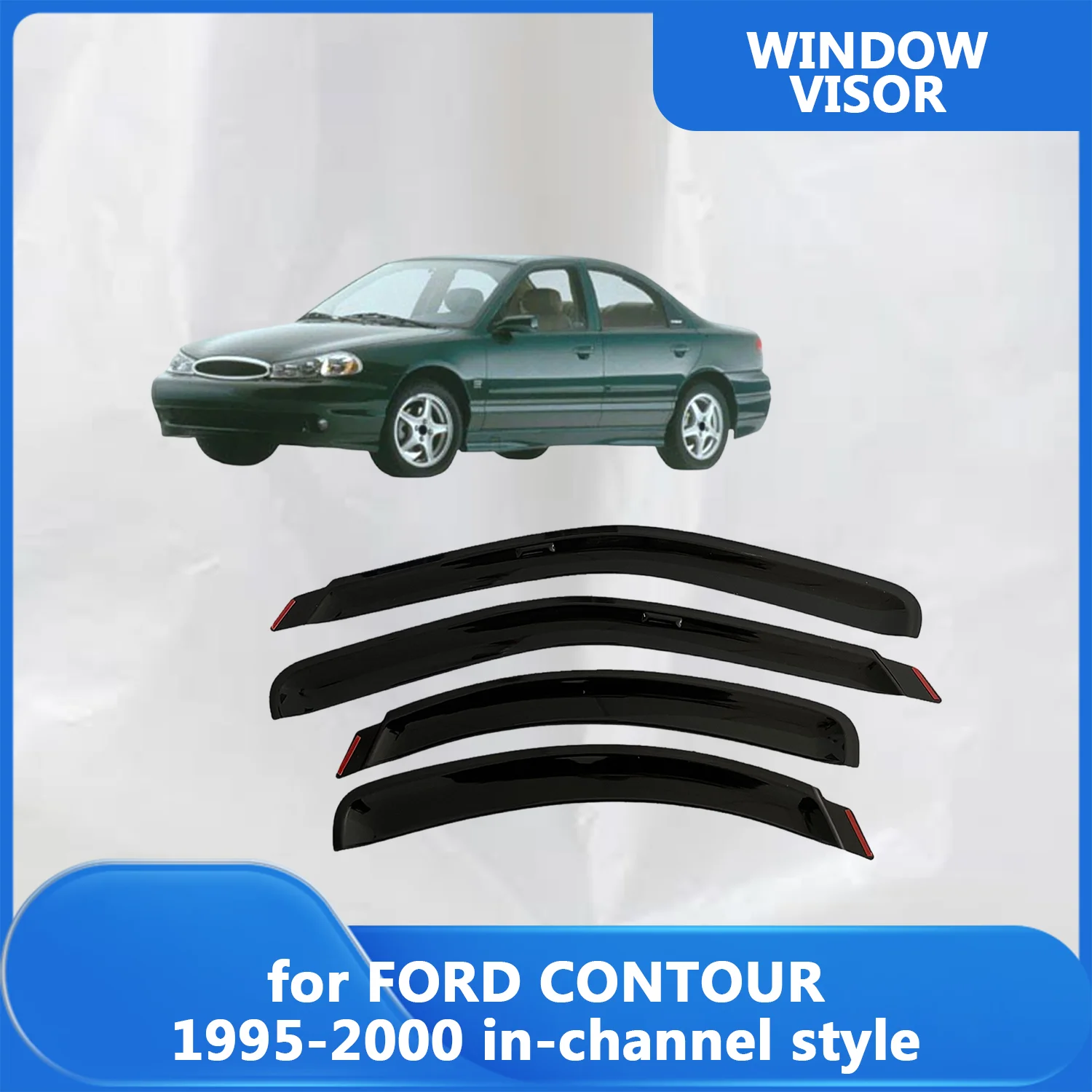 

Window Visor for FORD CONTOUR 1995 1996 1997-2000 In-Channel style Rain Guard Side Vent Deflector Weathershield Inside-Mount