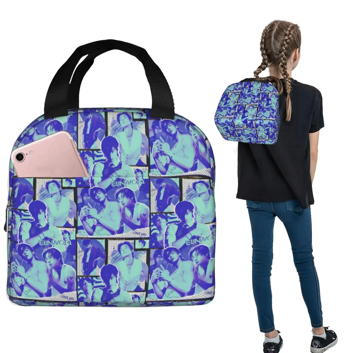 

Cha Eunwoo Astro Cha Eun Woo Singer Lunch Bags Insulated Bento Box Lunch Tote Resuable Cooler Thermal Bag for Woman Children