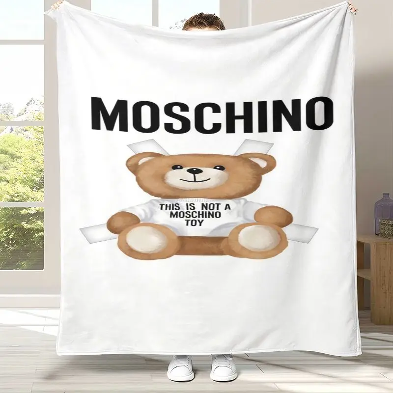 Fashion M-Moschino Cartoon Bear Flannel Throw Blanket,Cozy Warm Blanket for Bed,Sofa,Living Room,Picnic,Camping,Home Decor,Gift