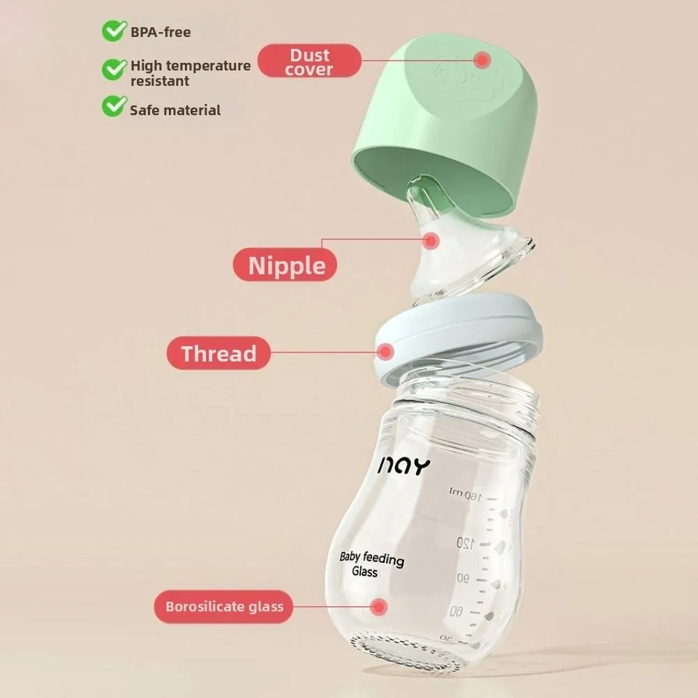 Biberon en verre Transparent Anti-étouffement Anti-flatulence nouveau-né biberon de qualité alimentaire 80/160ML bébé tasse à boire cadeau