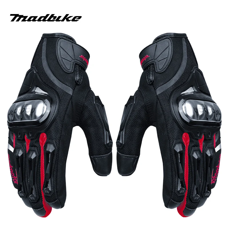 MAD BIKE MT-06 Summer Motorcycle Gloves Stainless Steel Shell Guard Riding Full Finger Gloves Motorcycle Bike Motocross