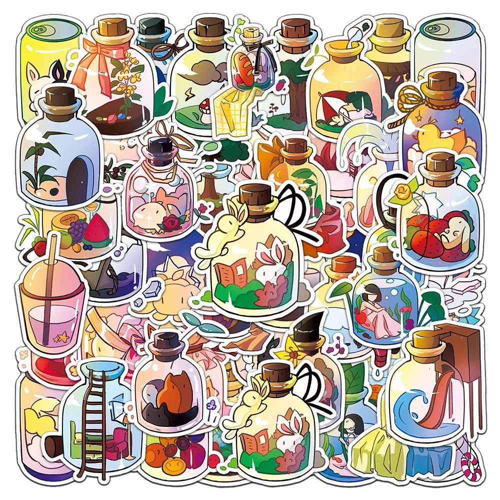 

10/30/50pcs Cute Ins Style Cartoon Bottle Stickers Kawaii Animal Graffiti Sticker Notebook Suitcase Laptop Guitar Decal Kids Toy