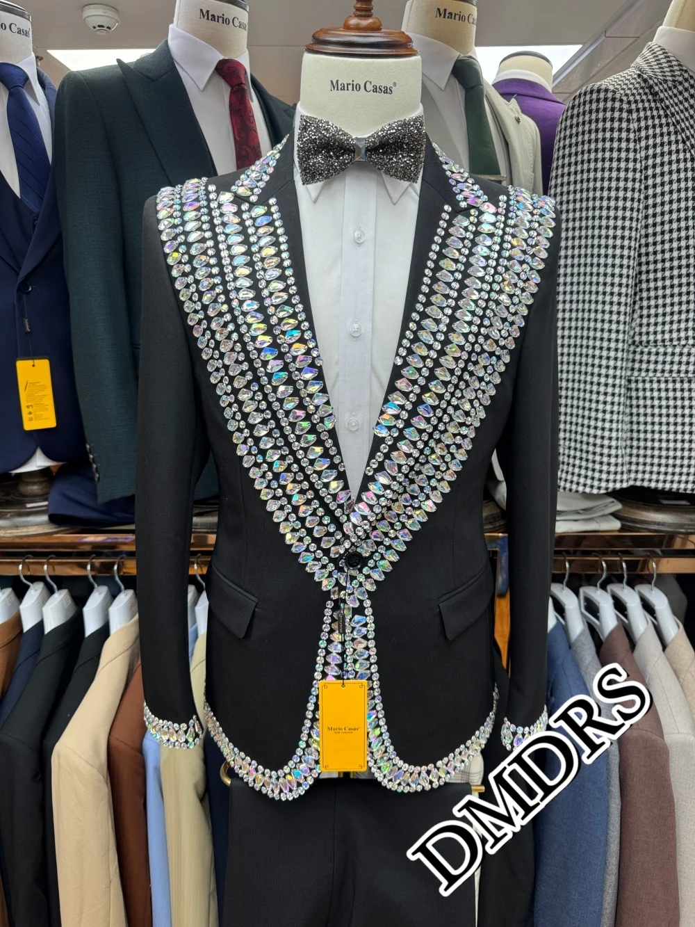 

Classic Crystal - Embellished Single - Breasted Men's 2PCS 2025 Elegant Jacket Suit Casual Party Prom Wedding Set for Wedding