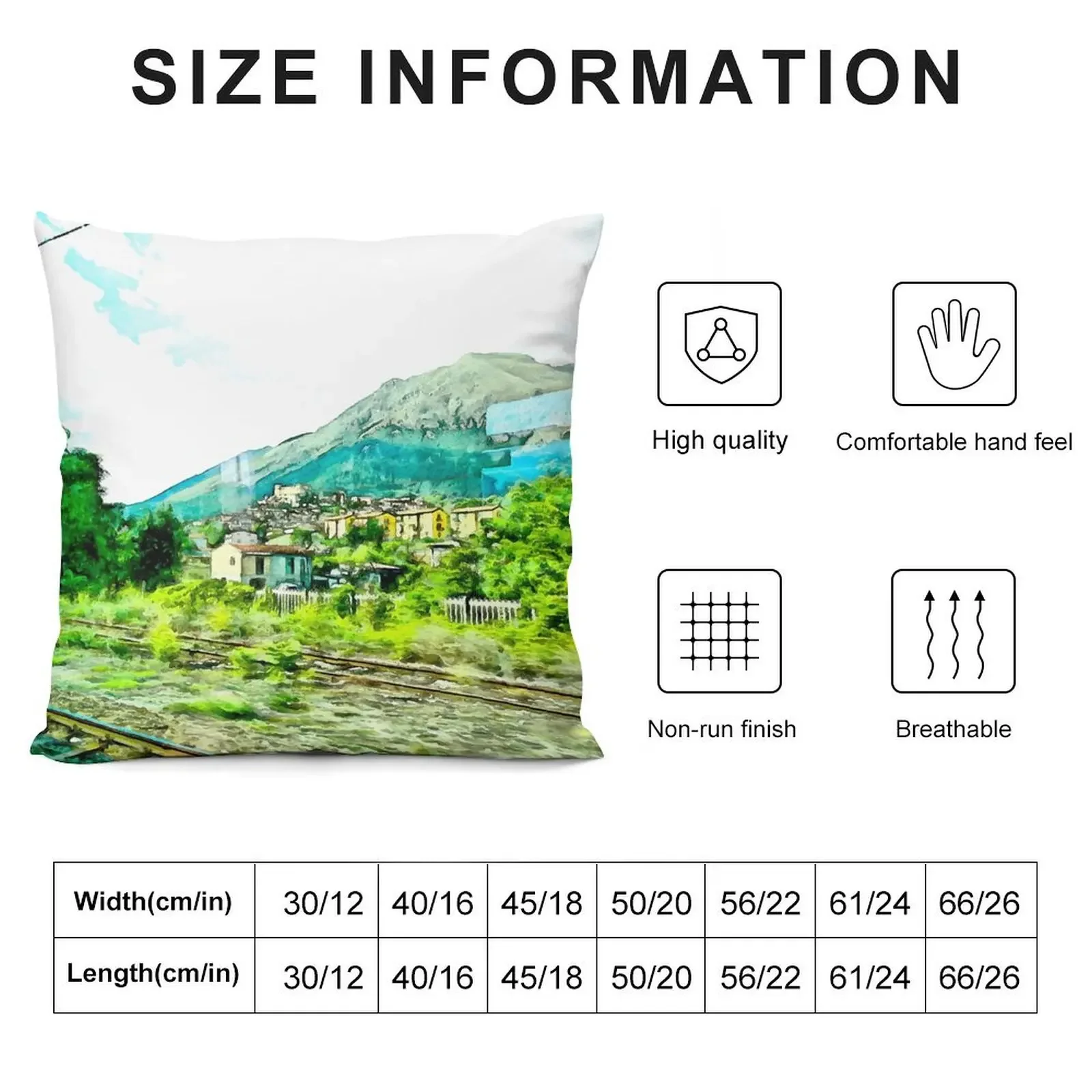 Landscape with tracks from train window with Celano city Throw Pillow Sofa Cushion Cover Marble Cushion Cover pillow