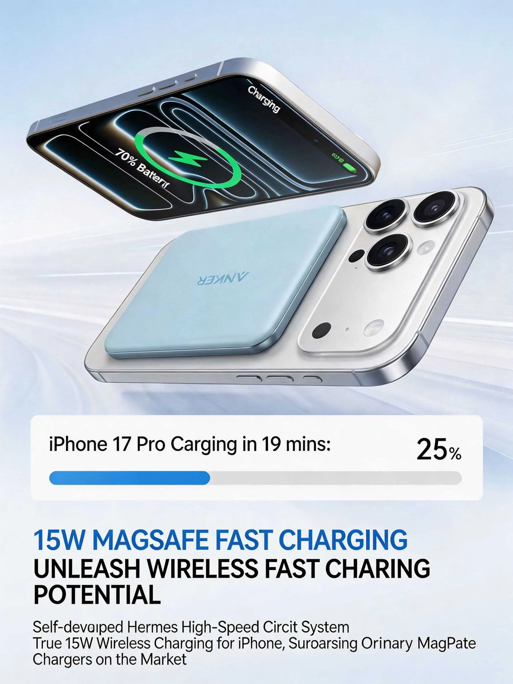 Anker Ultra Slim Magnetic Wireless Portable Charger 5000mAh Fast Charge Power Bank