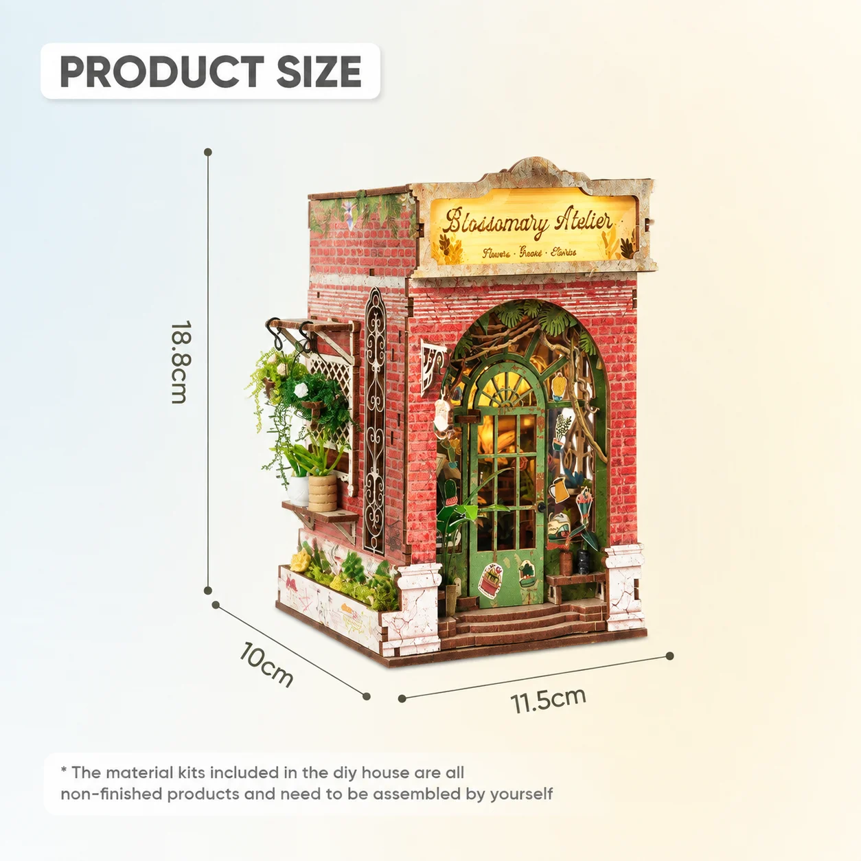 DIY Miniature Dollhouse Floral Shop Handmade Kit Wood Crafts Metal Plastic Paper LED Light 3D Puzzles Gift Set 01:32 Scale