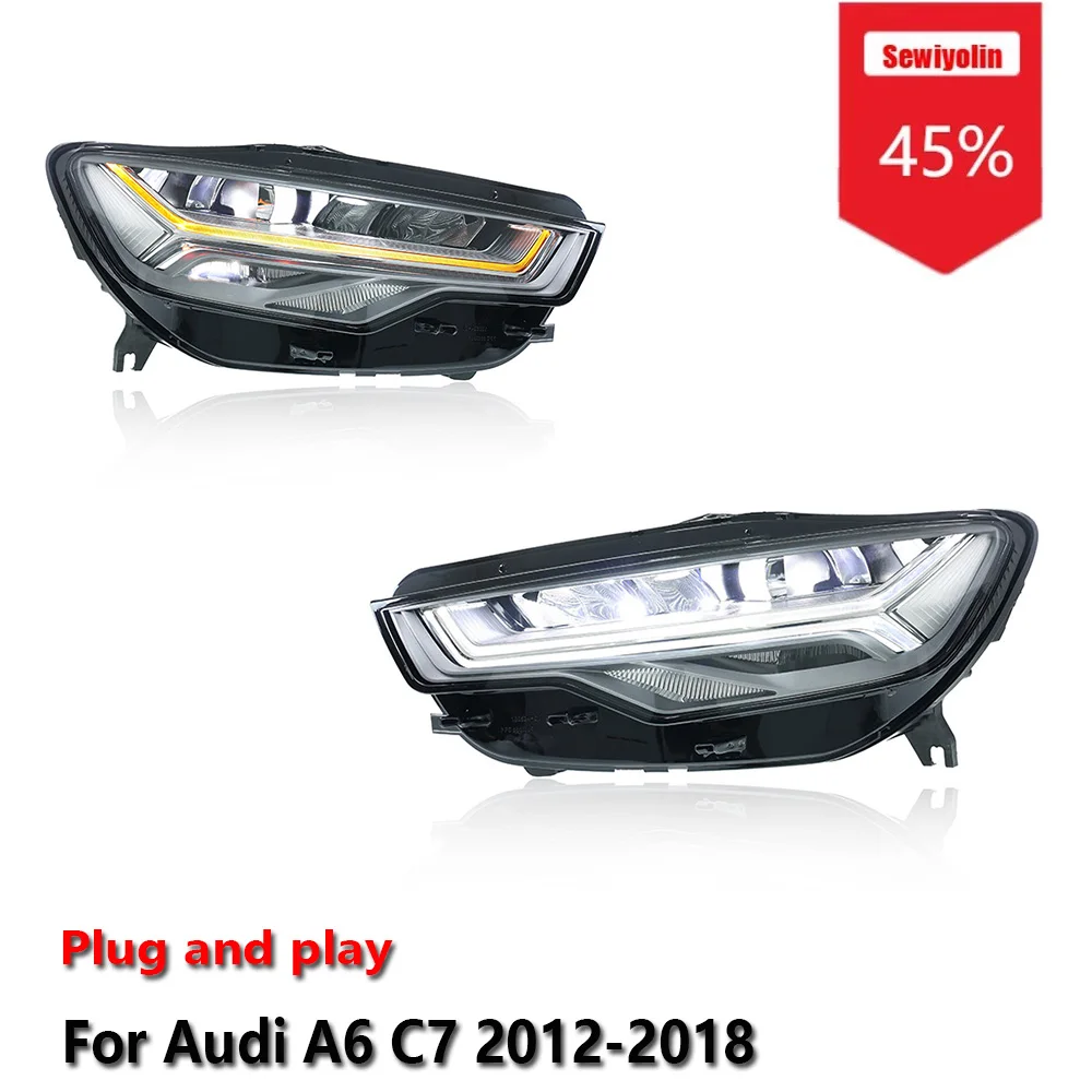 

Sewiyolin Car LED Upgrade Headlight Accessories For Audi A6 C7 2012-2018 DRL Brake Turn Signal Lamp Plug and Play