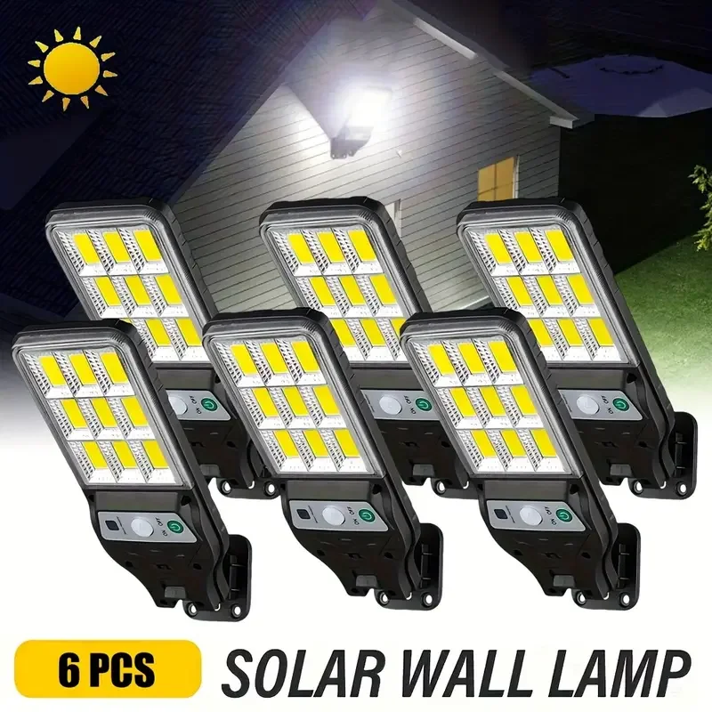 

1-6Pcs Outdoor Solar Lights 3 Modes Motion Sensor Solar Waterproof Security Wall Lighting Garden Wall Courtyard Path Lighting