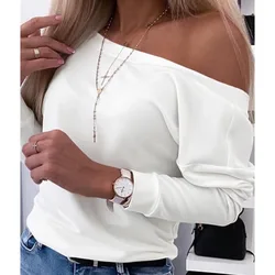 New Fashion Sexy Backless Women's Shirts Long Sleeve Skew Collar Women Blouse Office Lady Clothes White Black Woman Top