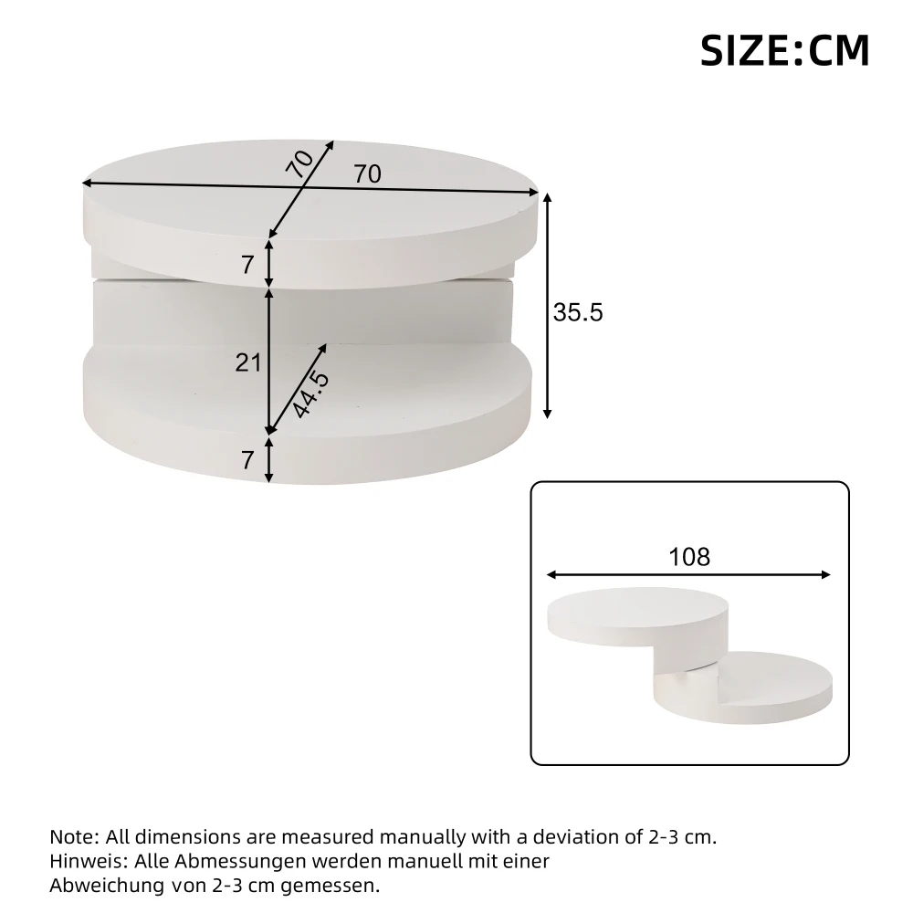 Moderner zylindrischer Couchtisch 360° ° Drehbare Wohnzimmermöbel mit einer Kapazität von 30 kg – Detail 31
