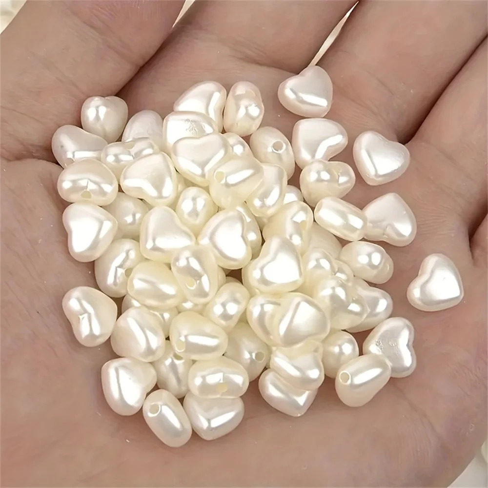 8mm 50pcs White Acrylic Heart-Shaped Beads Can Be Made into Bracelets, Necklaces, Rings, and DIY Items image 2