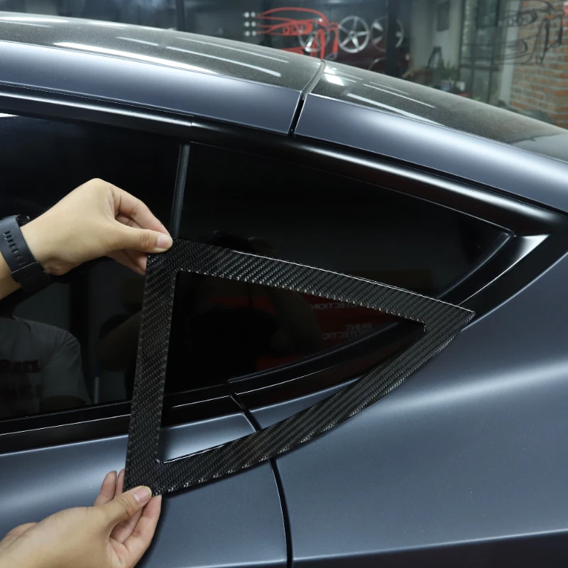 

For Tesla Model 3 Y 2016-2022 Soft Carbon Fiber Car Rear Window Louvers Triangle Trim Panel Car Accessories